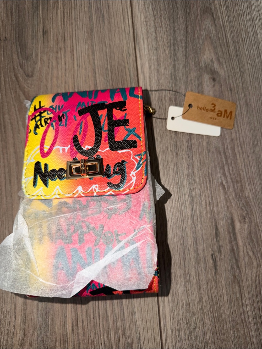 NWT Hello 3aM Graffiti Print Crossbody Bag in Multicolor